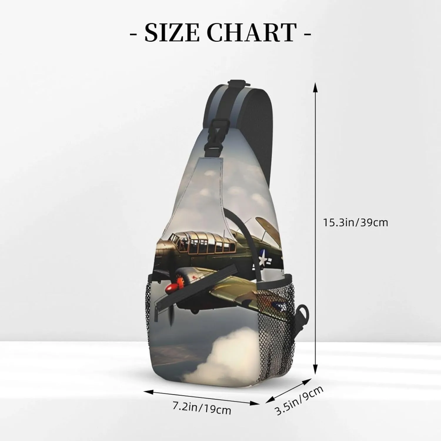 World War 2 Aircraft Airplane High Storage Capacity Chest Bag Diagonally Sling Backpack Crossbody Shoulder Bag For Men Women