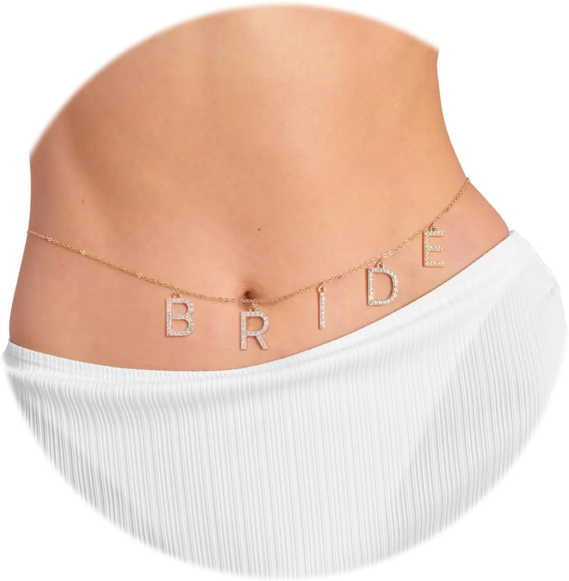 xo, Fetti Bride Body Chain, Bachelorette Party Belly Chain, Bride to Be Gift, Adjustable, Non-Precious Metal, No Gemstone