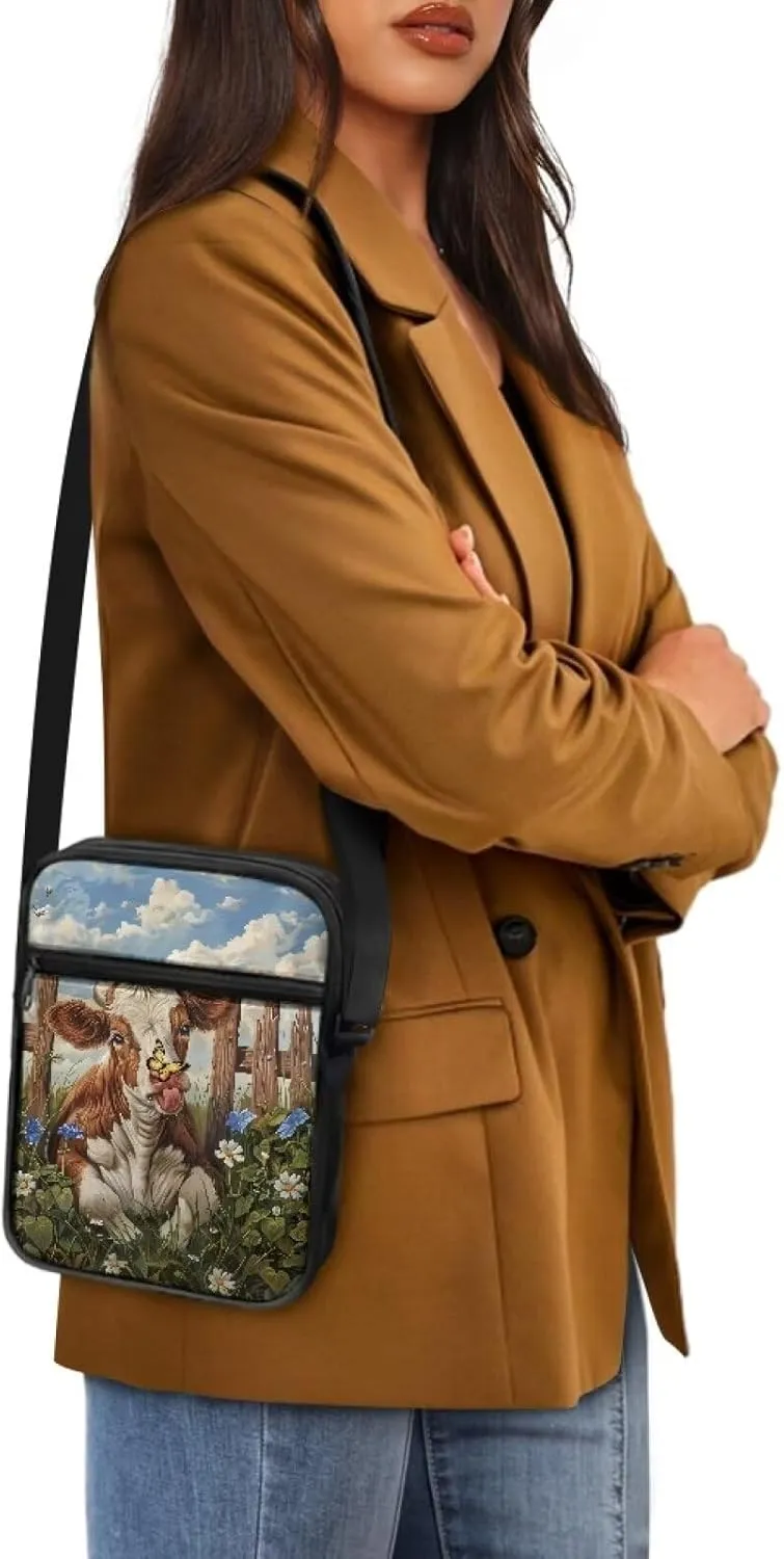 Xoenoiee Small Crossbody Bag Multi-pocket, Unisex Mini Messenger Bag Multi-functional Shoulder Bag for Outing Daily
