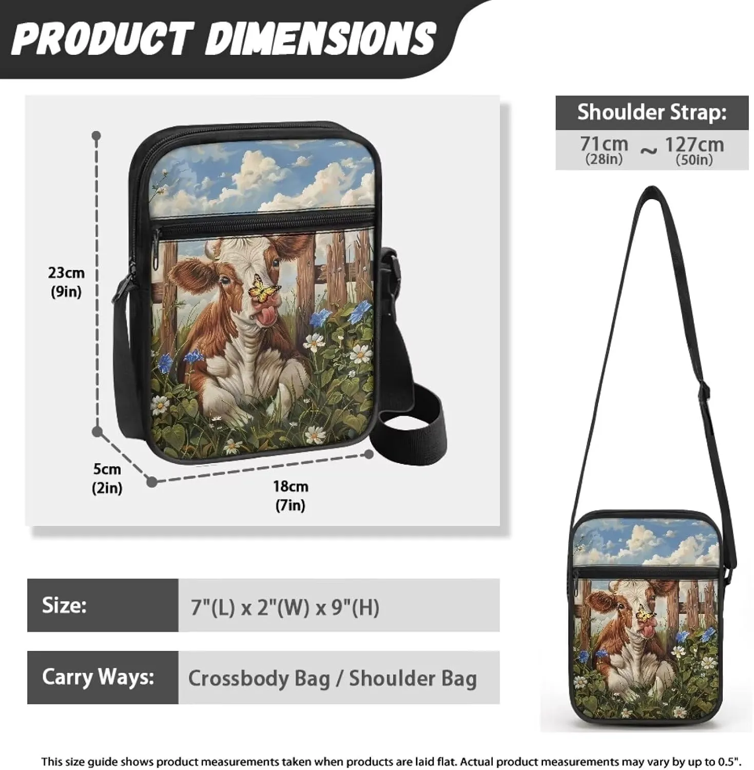 Xoenoiee Small Crossbody Bag Multi-pocket, Unisex Mini Messenger Bag Multi-functional Shoulder Bag for Outing Daily