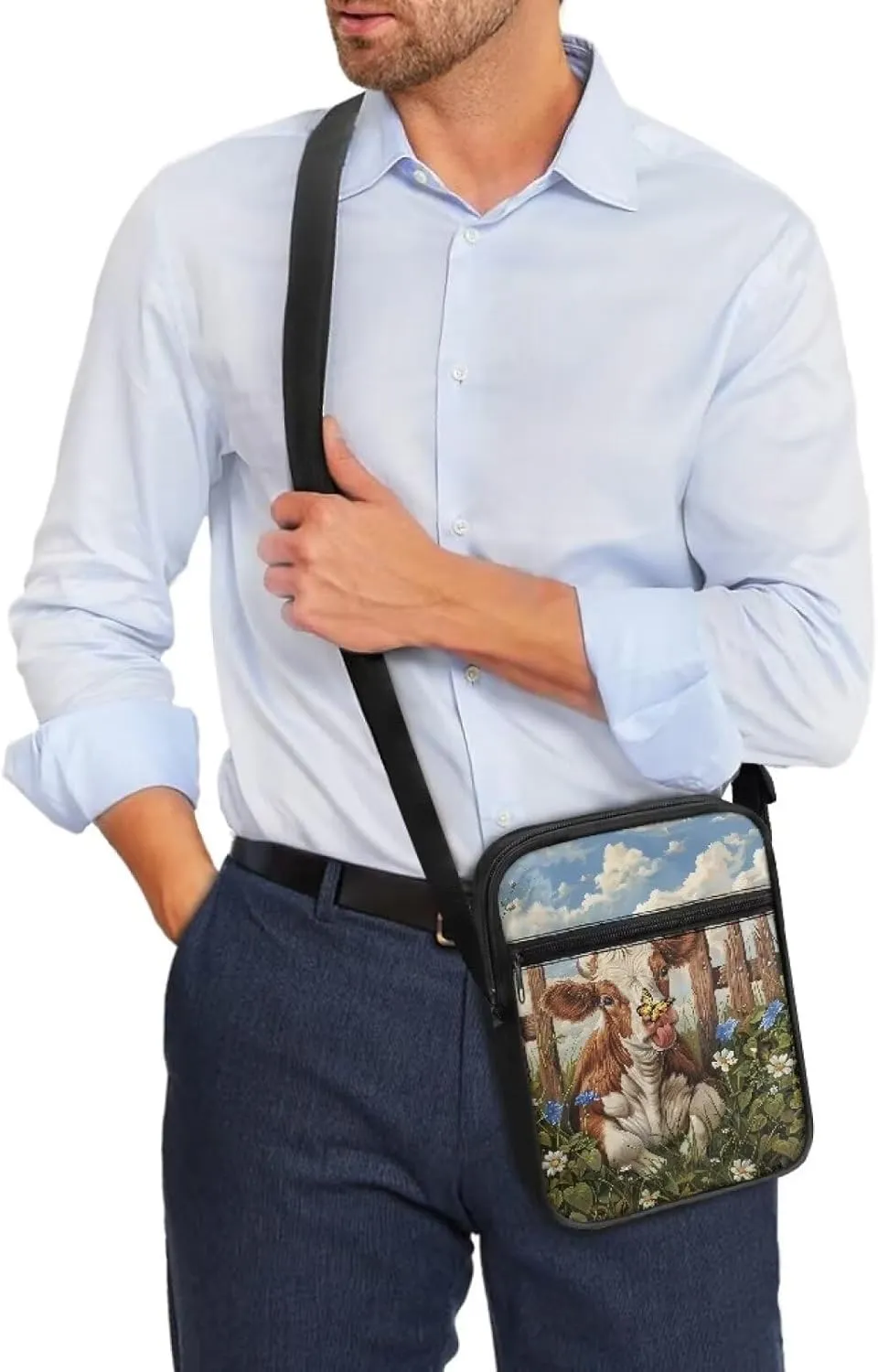Xoenoiee Small Crossbody Bag Multi-pocket, Unisex Mini Messenger Bag Multi-functional Shoulder Bag for Outing Daily