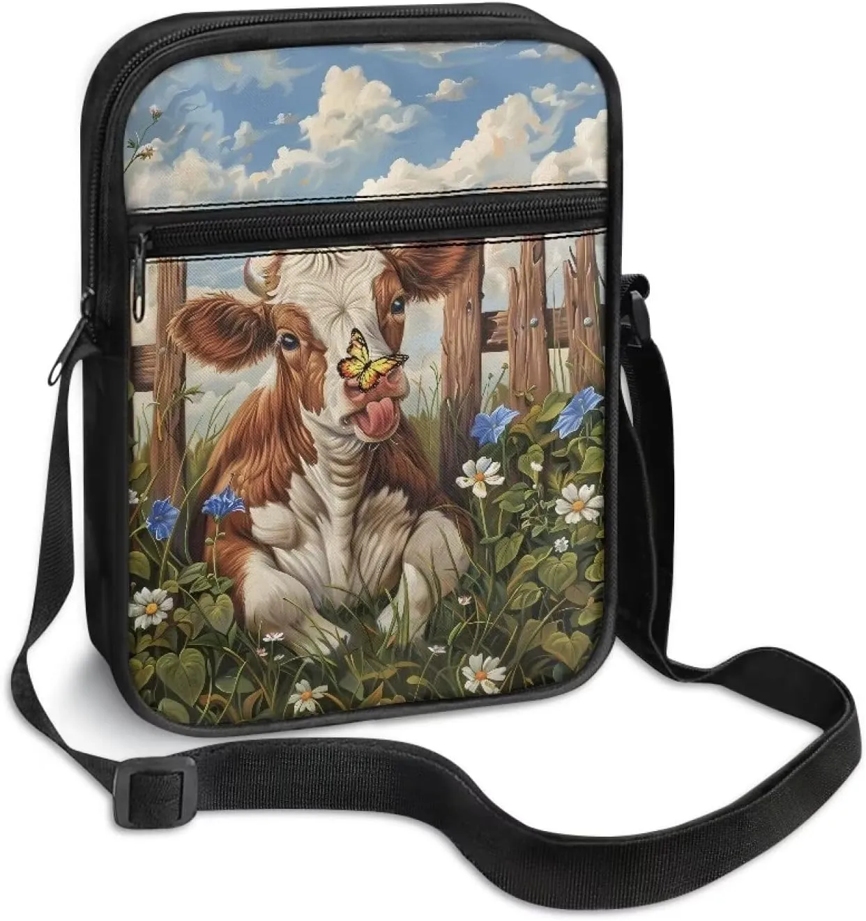 Xoenoiee Small Crossbody Bag Multi-pocket, Unisex Mini Messenger Bag Multi-functional Shoulder Bag for Outing Daily