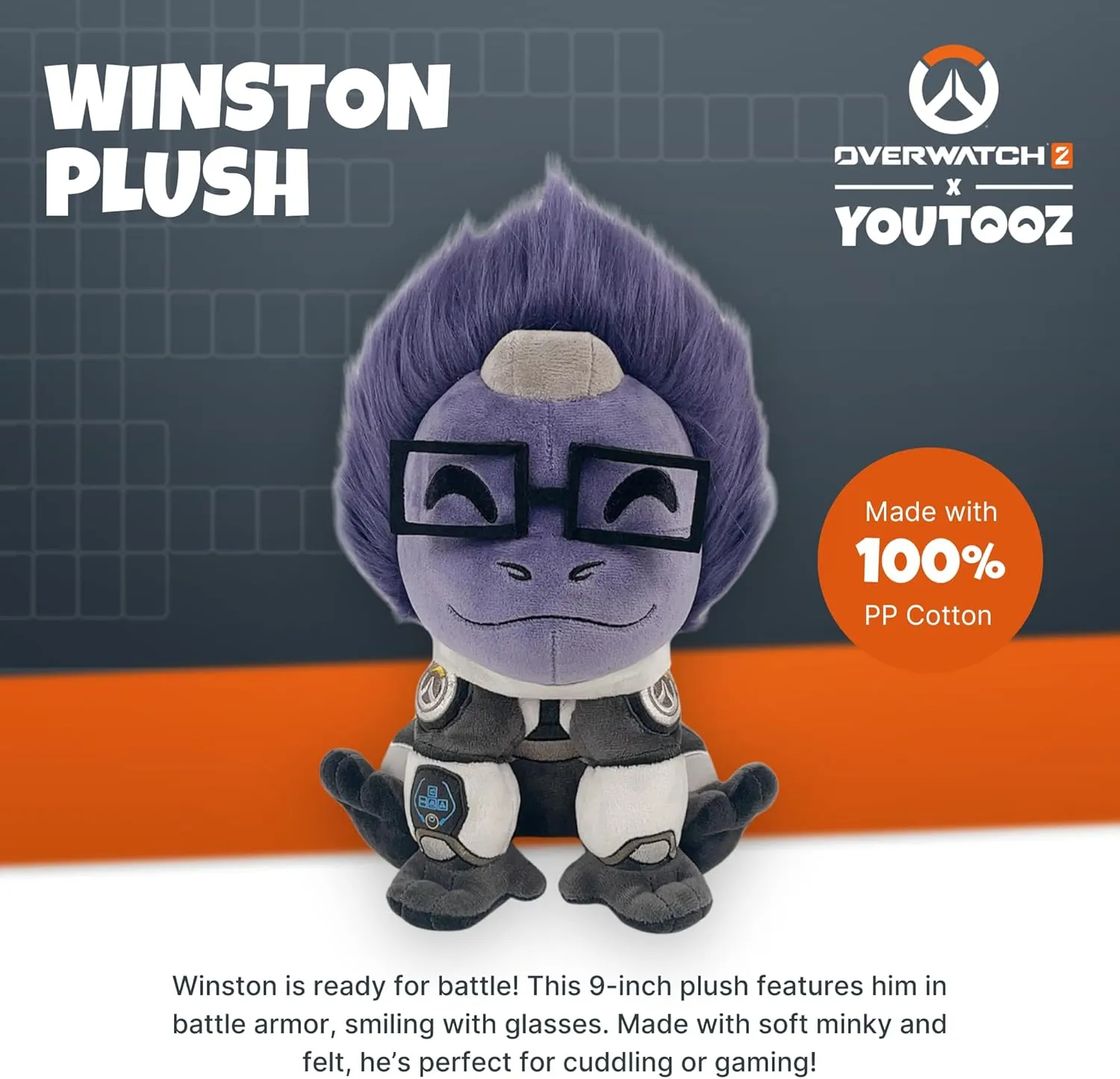 Youtooz - Overwatch Winston 9" Plush - Collectible Winston Plush from Overwatch Video Game - Plushie for Stream Setups