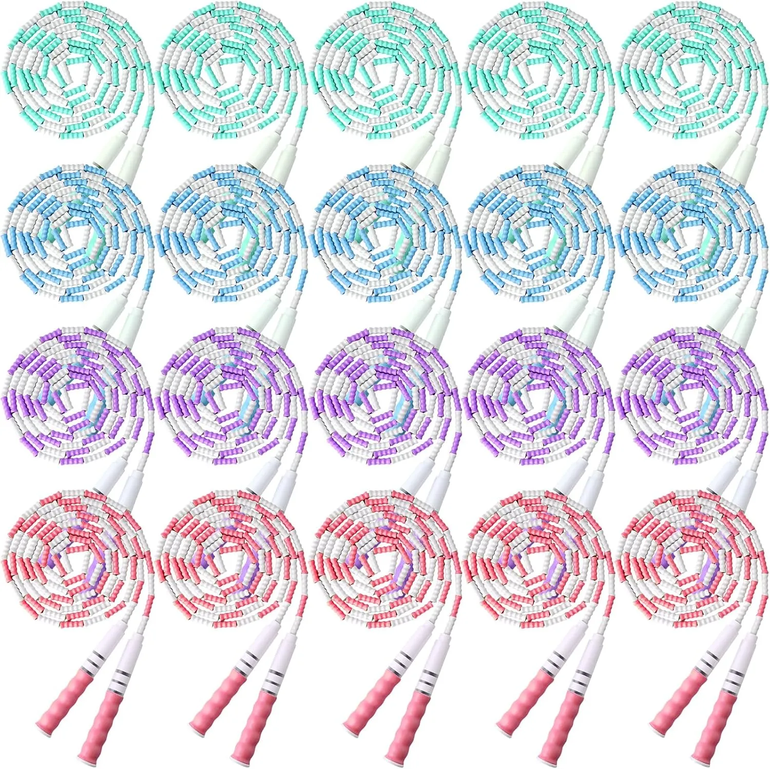 Yunsailing 20 Pack Jump Ropes for Adults Kids, 9.2 Feet Adjustable Length Free Segmented Skipping Rope Bulk Soft Beaded Jumping Ropes for Women Men Exercise Training Workout Weight Loss