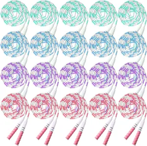 Yunsailing 20 Pack Jump Ropes for Adults Kids, 9.2 Feet Adjustable Length Free Segmented Skipping Rope Bulk Soft Beaded Jumping Ropes for Women Men Exercise Training Workout Weight Loss