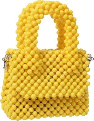 YUSHINY Acrylic Beaded Macaron Color Cube Box Bag Evening Handbag with Detachable Strap Chain
