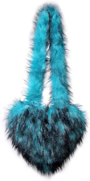 YXCFEWD Furry Heart Shaped Crossbody Bag for Women - Plush Y2K Handbag with Soft Shoulder Strap