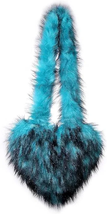 YXCFEWD Furry Heart Shaped Crossbody Bag for Women - Plush Y2K Handbag with Soft Shoulder Strap
