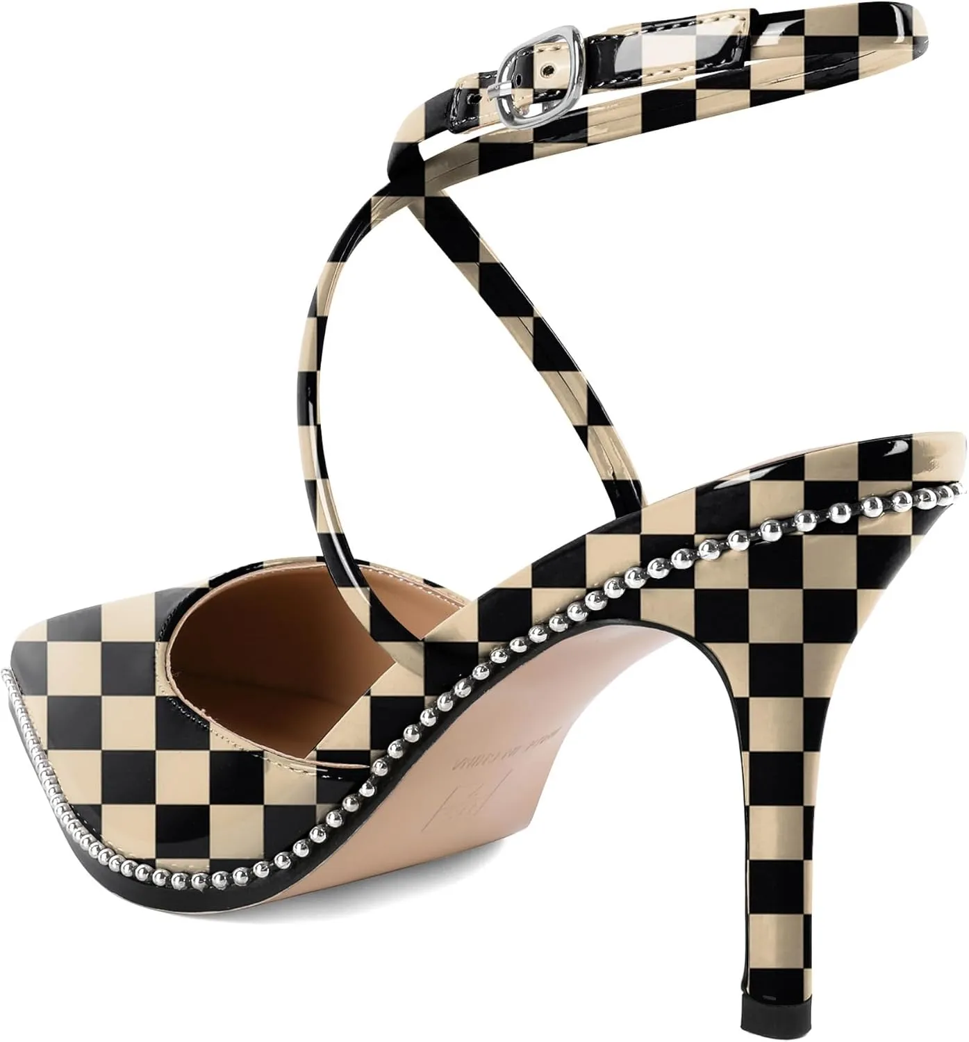 Zamikoo Sling Back High Heels Women Beaded Pointed Toe Crisscross Ankle Strap Stilettos Women Pumps